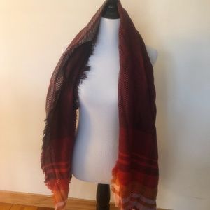 PURPLE AND ORANGE PLAID SCARF